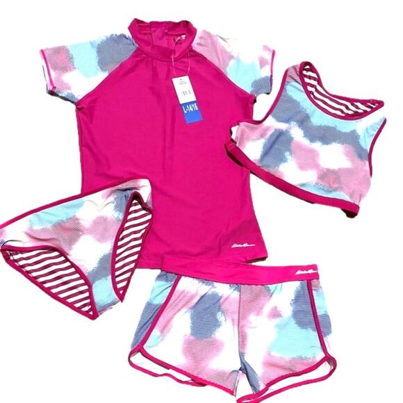 Eddie Bauer Swim Rash guard 4 Piece Set Size Large NWT